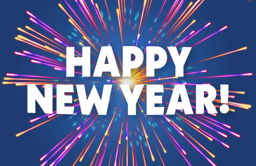 happy New year image on a fireworks background