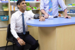 prime Minister RTishi Sunak Mp having his blood pressure checked at a pharmacy
